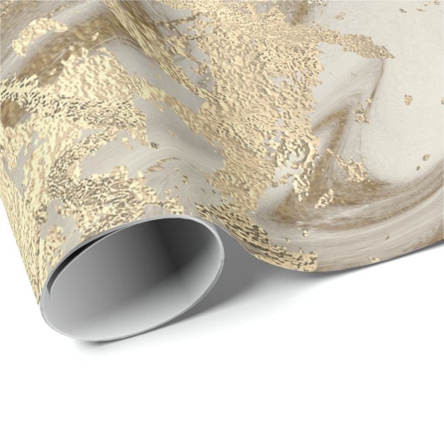 Marble Champaigne Gold Sepia Honey Metal Strokes Geschenkpapier