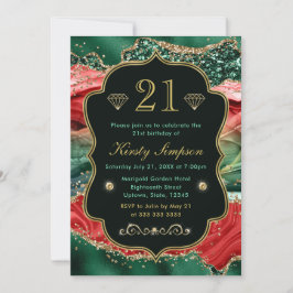 Marble Christmas Agate & Gold Glitzer Geburtstag Einladung