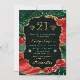 Marble Christmas Agate & Gold Glitzer Geburtstag Einladung