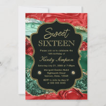 Marble Christmas Agate & Gold Glitzer Sweet 16