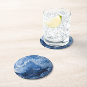 Marble Deep Blue Runder Pappuntersetzer