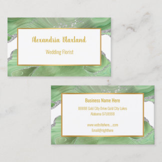 MARBLE DESIGN GREEN GOLD WHITE BUSINESS CARD VISITENKARTE