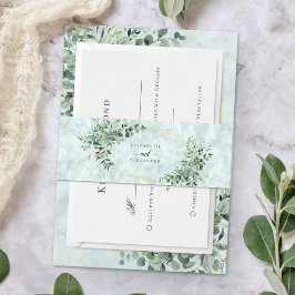 Marble Eucalyptus Greenery Gold Hochzeit Einladungsbanderole