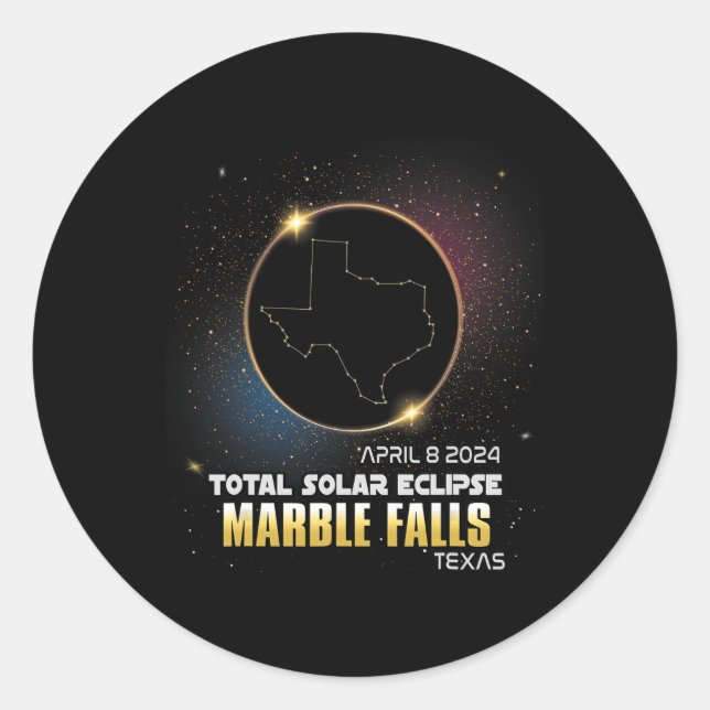 Marble Falls Texas Total Solar Eclipse 2024 1 Runder Aufkleber (Vorderseite)