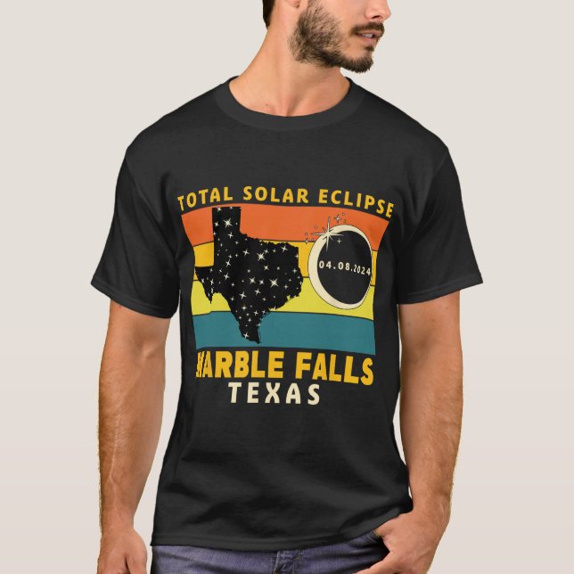 Marble Falls Texas Total Solar Eclipse 2024 T-Shirt (Vorderseite)