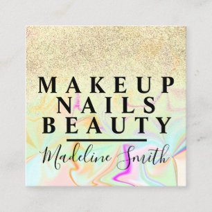 Marble-Faux-Glitter-Holograf-Make-up-Artist-Nagel Quadratische Visitenkarte