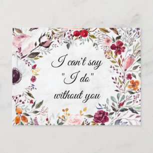 Marble Floral Wedding Bridesmaid Vorschlag Card Postkarte