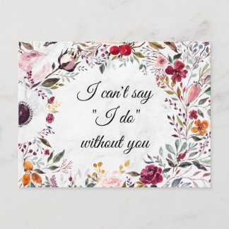 Marble Floral Wedding Bridesmaid Vorschlag Card Postkarte