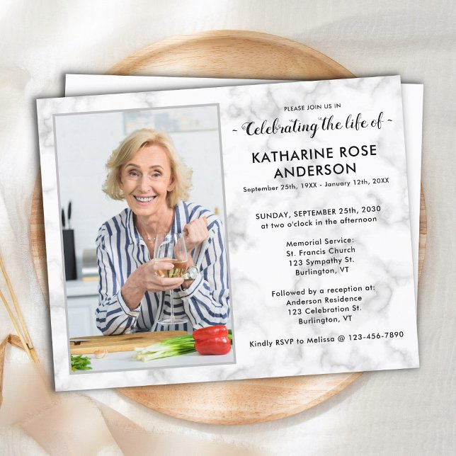 Marble Foto Celebration of Life Einladung (Von Creator hochgeladen)