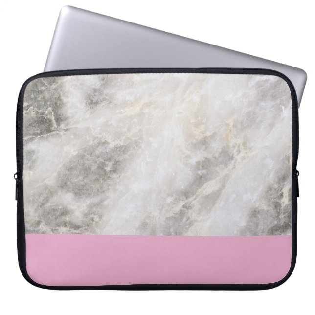 Marble Girly Minimal mit rosa Farbblock Laptopschutzhülle (Vorderseite)