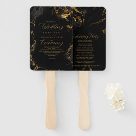 Marble Glitzer Wedding Program Black Gold ID644 Fächer