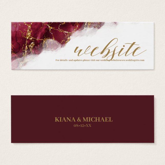 Marble Glitzer Wedding Website Burgundy Gold ID644 (Vorne & Hinten)