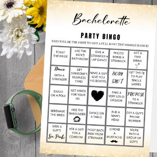 Marble Gold Bachelorette Bingo Party Game Einladung