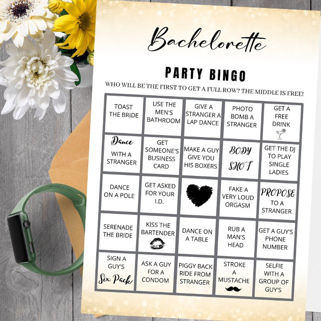 Marble Gold Bachelorette Bingo Party Game Einladung (Von Creator hochgeladen)