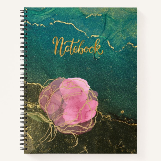 Marble Gold Blume Notebook Notizbuch (Vorderseite)