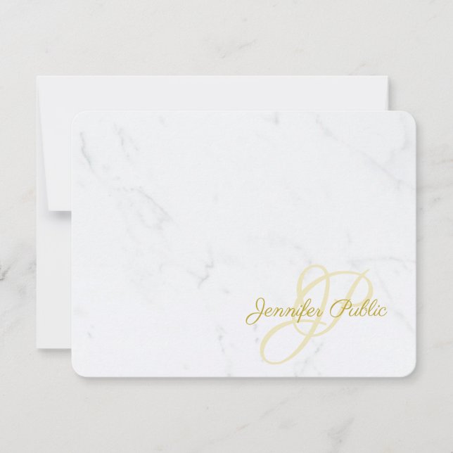 Marble Gold Calligraphy Script Text Moderne Mode Mitteilungskarte (Vorderseite)