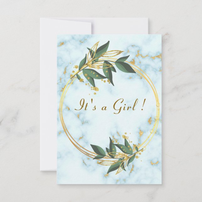 Marble Gold QR Code Baby Girl Dusche Einladung (Rückseite)