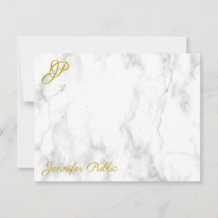 Marble Gold Typografy Mit Monogramm Template Mitteilungskarte