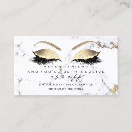 Marble Gold White Lashes Empfehlungskarte