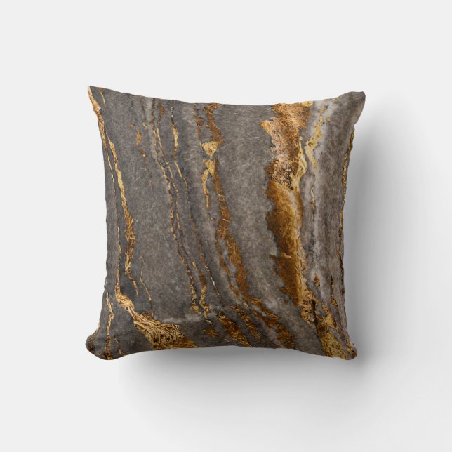 Marble Golden Texture Throw Kissen (Vorderseite)