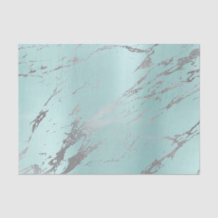 Marble Gray Aqua Blue Metallic Silver Seidenpapier