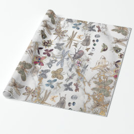 Marble Gray Gold Meadow Butterfly Insekten Gem Geschenkpapier
