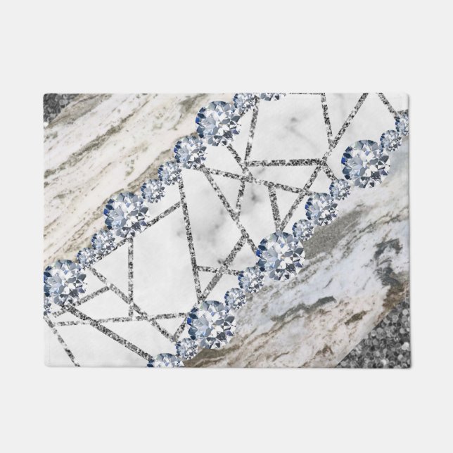 Marble Gray Gold White Fußmatte (Vorderseite)