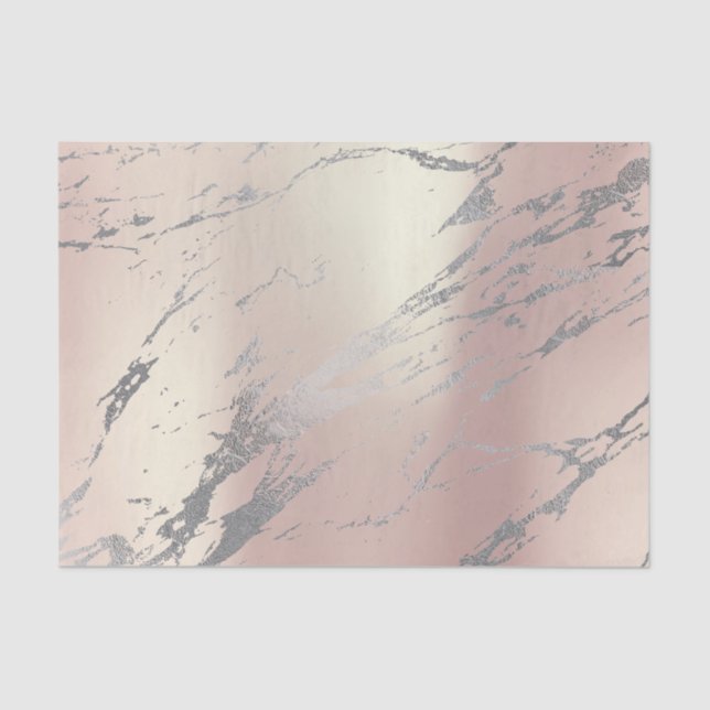 Marble Gray Pink Rose Gold Metallic Silver Seidenpapier (Vorderseite)