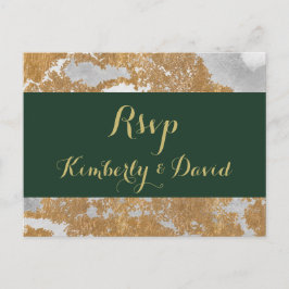 Marble Green und Gold Wedding rsvp Postcard Einladungspostkarte