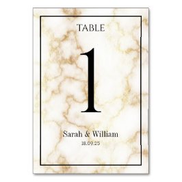 Marble-Hochzeitskarte für die Tischnummer "White &