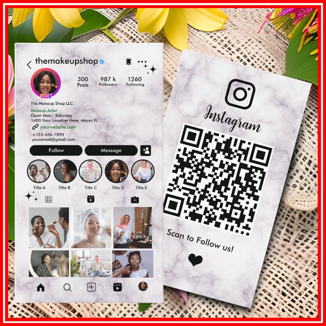 Marble Instagram Social Media Custom QR Code Visitenkarte (Von Creator hochgeladen)