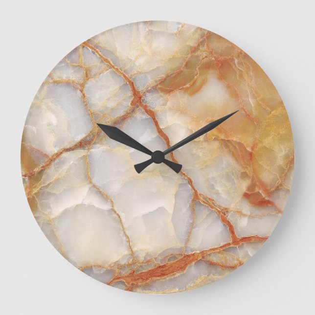 Marble Majestät: Glossy Elegance Große Wanduhr (Vorderseite)