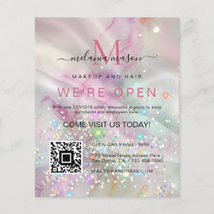 Marble Makeup Artist Holographic Glitzer QR Code Flyer