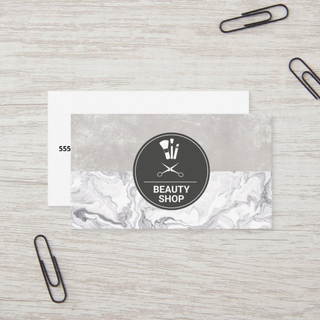 Marble Makeup Brushes Visitenkarte (Vorderseite/Rückseite Beispiel)