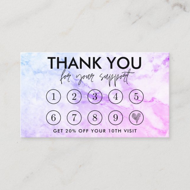 Marble Makeup Hair Logo Loyalty Card Visitenkarte (Vorderseite)