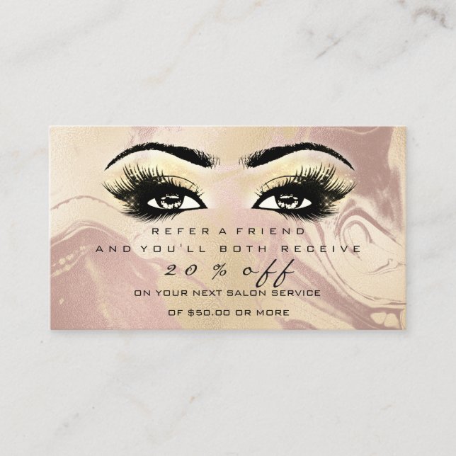 Marble Makeup Lashes Empfehlungskarte (Vorderseite)
