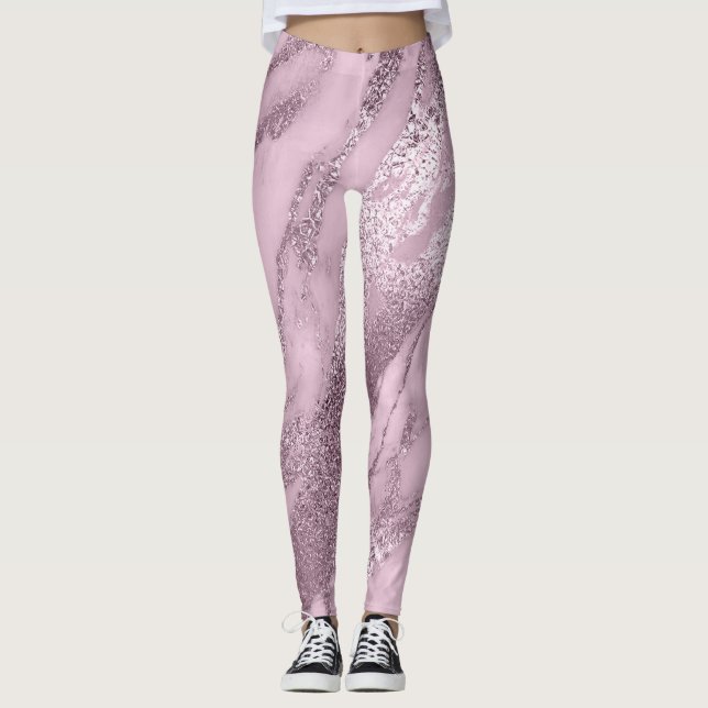 Marble Minimal Abstrakt Metallic Lilac Lavanda But Leggings (Vorderseite)