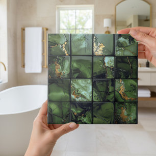 Marble Mix 4x4 Quadrate Olivgrün ID1186b Fliese