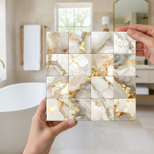 Marble Mix 4x4 Squares Ivory ID1186b Fliese (Von Creator hochgeladen)