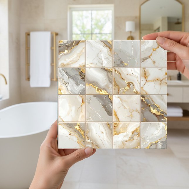 Marble Mix 4x4 Squares Ivory ID1186c Fliese (Von Creator hochgeladen)