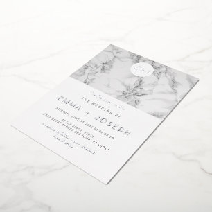 Marble Modern Simple Wedding Silver Foil Wedding Folieneinladung