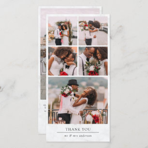 Marble Moderne Multi-Foto Collage Hochzeit Dankeskarte