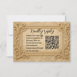 Marble Monarch QR Code Wedding RSVP Card