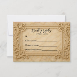 Marble Monarch Wedding RSVP Card Karte