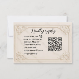 Marble Motif QR Code Wedding RSVP Card Karte