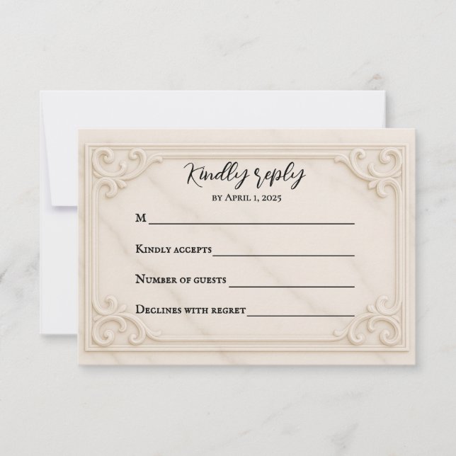 Marble Motif Wedding RSVP Card (Vorderseite)