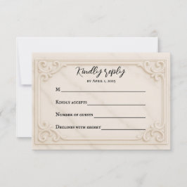 Marble Motif Wedding RSVP Card Karte