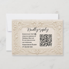 Marble Mystique QR Code Wedding RSVP Card