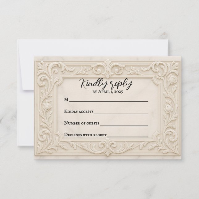 Marble Mystique Wedding RSVP Card Karte (Vorderseite)