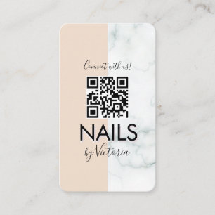 Marble Nail Salon Beauty Colorblock QR Code Visitenkarte